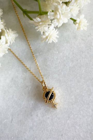 Orion Black Planet and Star Necklace Wisteria London